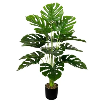 Image of AIVORIUY Artificial Palm Tree Faux Silk Plant in Pot for Home Office Living Room Bedroom Stairs Foyer Modern Decor Indoor Outdoor Lifelike Fake Potted Housewarming Gifts (75cm Large Green Monstera)