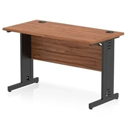 Image of Impulse 1200x600mm Straight Desk Walnut Top Black Cable Managed Leg