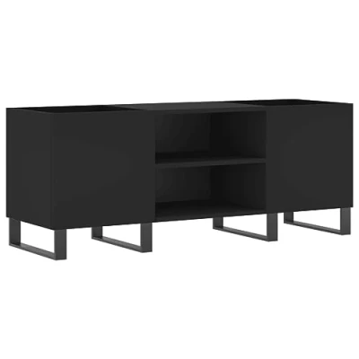 Image of Toshilian Vinyl Record Cabinet, Player Stand Storage Unit Cabinet Black 121x38x48 cm Engineered Wood