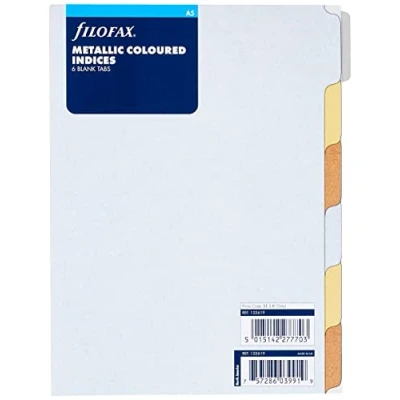 Image of A5 Metallic 6 blank tabs index