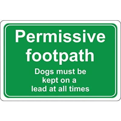 Image of Permissive footpath Dogs must be kept on leads Pathway safety sign 3mm Aluminium 300mm x 200mm