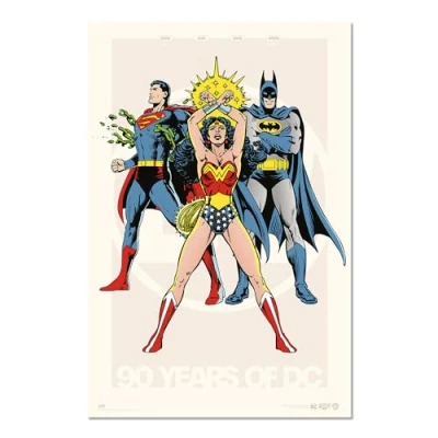 Image of Grupo Erik DC Comics 90th Anniversary Poster 36 x 24 inches / 91.5 61 cm Shipped Rolled Up Cool Posters Art &amp; Prints Wall