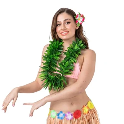 Image of Wicked Costumes Adult Hawaiian Green Leaf Lei Fancy Dress Accessory