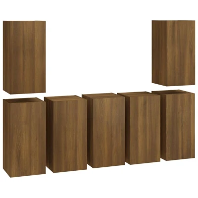Image of vidaXL TV Cabinets 7 pcs Brown Oak 30.5x30x60 cm Engineered Wood