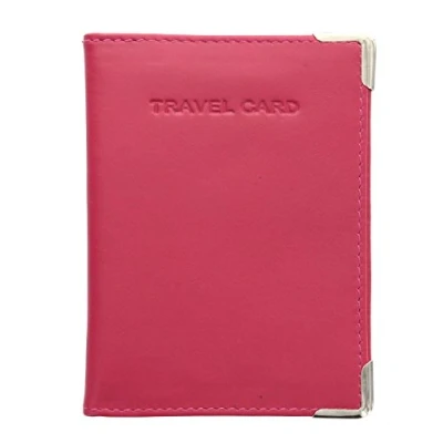 Image of Visconti Leather Oyster Card/Travel Pass Holder with Metal Corner Protectors TC5 Fuchsia