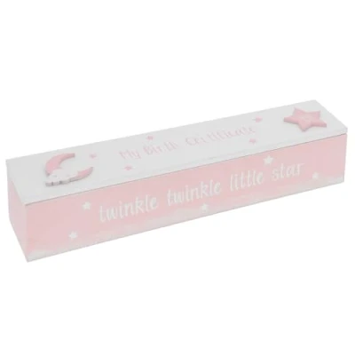Image of Shudehill Giftware Moonlight Birth Certificate Holder Keepsake Baby Girl or Boy Newborn (Girl)