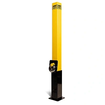 Image of Maypole Heavy Duty Removable Security Post Driveways, Carports, Garages Concrete Set Type, Yellow/Black