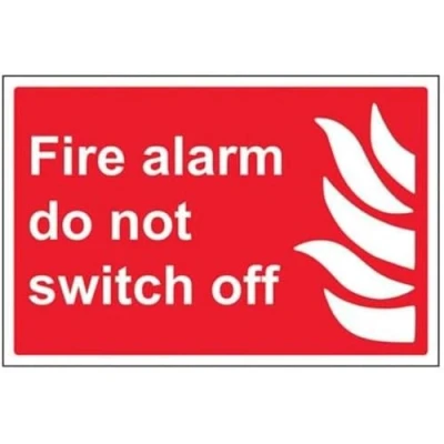 Image of V Safety Fire Alarm Do Not Switch Off Sign 300mm x 200mm 1mm Rigid Plastic