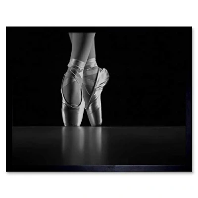 Image of Wee Blue Coo Photo Dancing Dancer Ballerina Ballet Shoes Art Print Framed Poster Wall Decor 12X16 Inch