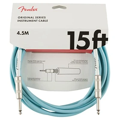 Image of Fender Original Series Instrument Cable, for Electric and Bass Guitar, Straight/Straight, 15 ft, 4.5m, Daphne Blue