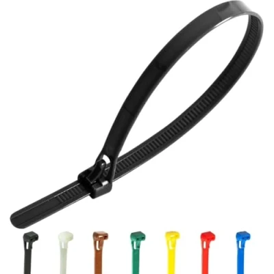 Image of Gocableties 100 Pack of 300mm x 7.6mm Reusable Cable Ties, Heavy Duty Black Releasable 12&quot; Premium Tie Wraps, Strong Nylon Zip Ties