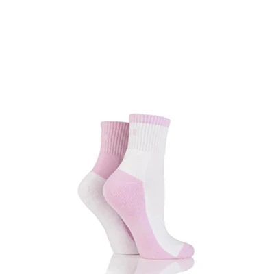 Image of 2 Pair Fresh Pink Sports Cushioned Ankle Socks Ladies 4 8 Elle