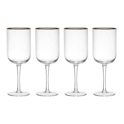 Image of Mikasa Sorrento Ridged Crystal Set of 4 400ml White Wine Glasses