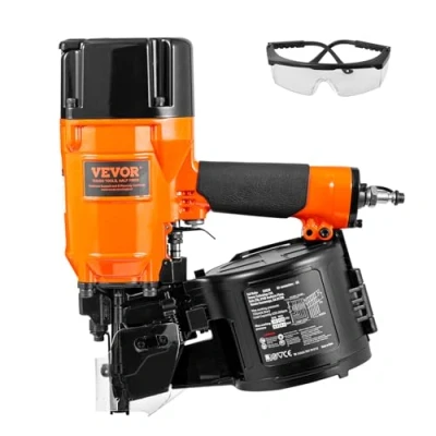 Image of VEVOR Coil Siding/Framing Nailer CN83N, 2&quot; to 3 1/4&quot; 15 Degree Pneumatic Siding Nail Gun with Tool Less Depth Adjustment, 70 120PSI Air for Sheathing Wooding Fencing Decking