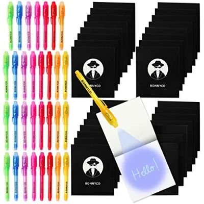 Image of BONNYCO Invisible Ink Pen and Notebook, Pack of 32 Stocking Fillers for Kids Birthday Parties Boys &amp; Girls Party Bag Fillers, Favours Pinata Toys School Prizes Gifts Children
