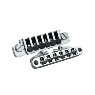 Image of Guyker Guitar Tune O Matic Saddle Bridge BM003 and Vintage Stop Bar Lock TP6 Tailpiece Combo Replacement Compatible with Gibson Les Paul LP SG Style 6 Strings Electric (Chrome)
