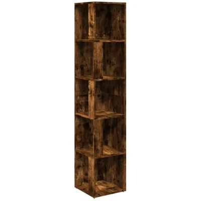 Image of vidaXL Corner Cabinet Smoked Oak 33x33x164.5 cm Engineered Wood