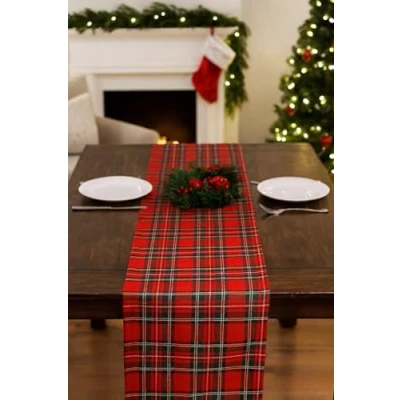 Image of Texpot Table Runner 40 x 140 cm in Tartan chequered Red 100% Polyester