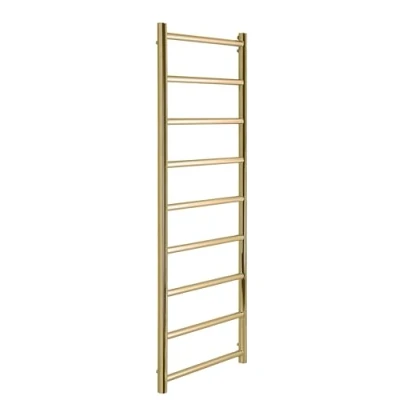 Image of Manissa Selby Brushed Brass Heated Towel Rail 500mm W x 1000mm H Central Heating Bathroom Radiator