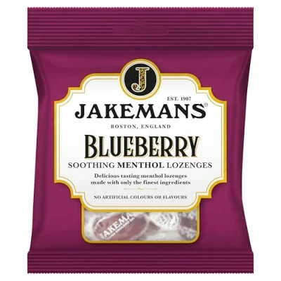 Image of Jakemans Blueberry Flavour 73g Bags Pack of 2 Soothing Menthol Sweets Suitable for Vegetarians