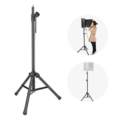 Image of Neewer NW002 1 Wind Screen Bracket Stand with Aluminum Tube Non slip Feet Adjustable Height 165.5 centimeters Suitable for Supporting Acoustic Isolation Shield in Studio (Black)