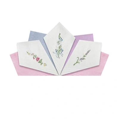Image of Warwick &amp; Vance Pack Of 7 Womens/Ladies Handkerchiefs, Assorted Floral Embroidered Dyed 100% Cotton, 29 x 29cm