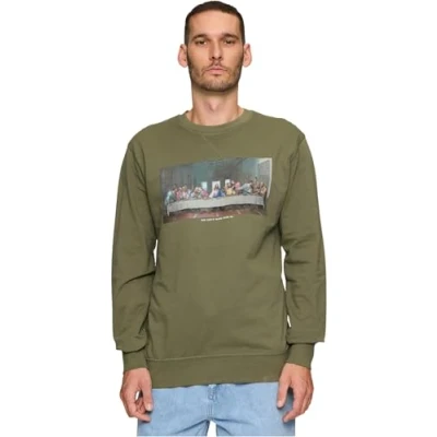 Image of Mister Tee CANT HANG WITH US Crewneck Sweatshirt, Men&#039;s, Size: XL, Olive
