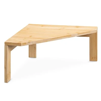 Image of Navaris Bamboo Corner Shelf Unit Free Standing for Kitchen Cabinet Cupboard Counter Top Work Surface Storage Organiser 30 x 15cm