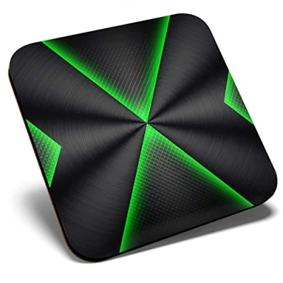 Image of Great Single Coaster Square Black Lime Green Gaming IT Glossy Quality Coasters Tabletop Protection for Any Table Type #3919