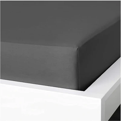 Image of Deep Fitted Sheet 25cm Plain Dyed Non Iron Polycotton Bed Mattress Cover Elasticated Pocket (King, Grey)