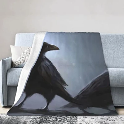 Image of Ravens Soft Micro Flannel Blanket Throw, Warm Cozy Lightweight Decorative for Sofa Couch Bed, Printed Gifts Kids Girls Boys Women Men