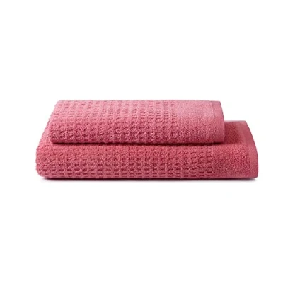Image of OSAMA Sweet Home Hand Towel Set 1+1 Waffle Consisting of Guests 40 x 50 cm + Face 100 cm, Pure Cotton Zero Twist, Oeko Tex Certified Dusty Cedar