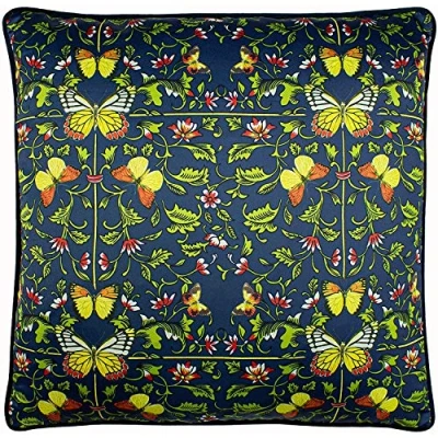Image of Paoletti Potage Botanical Cushion Cover Navy One Size