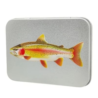 Image of CAKEEYUM Fly Fishing Box Double Sided Tacky Metal Trout Flies Print Storage 4.65x3.43 Large Capacity Boxes for