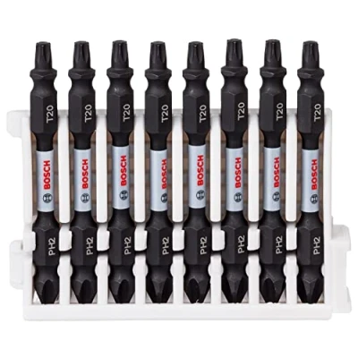 Image of Bosch Professional 8pcs. Double Screwdriver Set (Impact Control, 8 x PH2 T20 Bits, Length 65mm, Pick and Click, Accessory Impact Drill)
