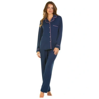 Image of Undercover Ladies &#039;Bamboo Lace&#039; Button Pyjamas 57408 Navy Medium