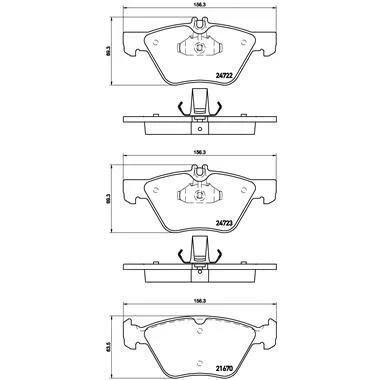 Image of 8205D853 Brake pad set BREMBO P 50 075 prepared for wear indicator with piston clip without accessories MERCEDES BENZ: E Class Saloon