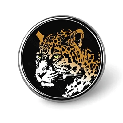 Image of Jaguar Lapel Pin Round Badge Metal Brooch Art Decoration Jewelry Gift