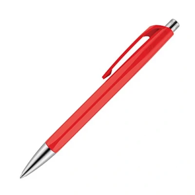 Image of Caran Dache Ballpoint Pen, Scarlet, with SwissRide Blue Medium Cartridge