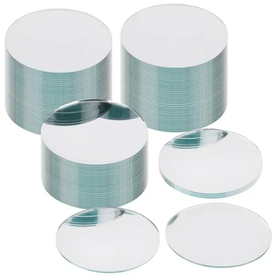 Image of BELLE VOUS 100 Pack of Round Wall Mirror Tiles 7.5cm / 3 Inches Glass for DIY Projects, Crafts &amp; Home Decoration Mosaic Decor Mirrors Living Room Bedroom