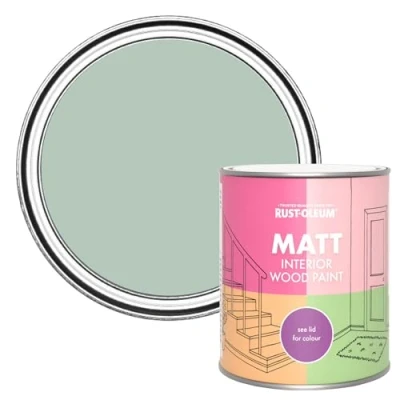 Image of Rust Oleum Green Interior Wood Paint in Matt Finish Leaplish 750ml
