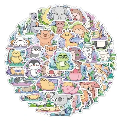Image of 60 Pcs Animal Forest Stickers for Kids Teens Adults Boys Girls Gift,Stickers Pack Laptop,Skateboard,Luggage,Car,Bike, Cup,Computer,Water Bottle Decor,Animal Vinyl Waterproof Sticker Decals