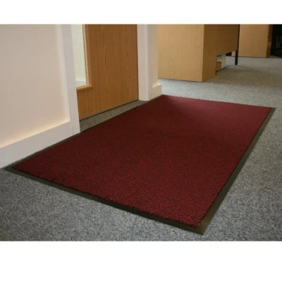 Image of JVL Office Entrance Absorbent Barrier Door Mat, Red/Black, 90 x 150 cm