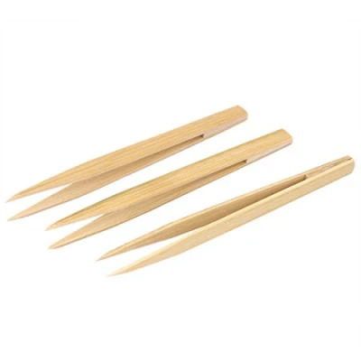 Image of sourcingmap Bamboo Nonslip Anti Static Pointed Tip Tweezer Repair Tool 3pcs