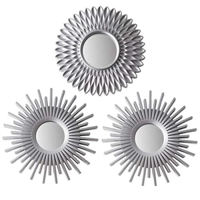 Image of BONNYCO Wall Mirrors Pack of 3 Silver for Living Room, Home Decor &amp; Bedroom Round Hanging and Small Mirrors, Shabby Chic Accessories Gifts Women, Mums