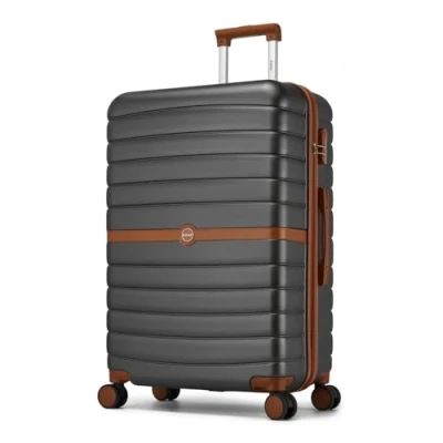 Image of Kono Large Suitcase 28 inch Lightweight ABS + PC Hard Shell Trolley Case Travel Hold Check in Luggage with 3 Digit Combination Lock Spinner Wheels (Grey/Brown)