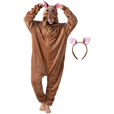 Image of corimori Fluffy Adult Animal Costumes with Zip and Headband (150 190 cm Height), Armadillo Liam, Körpergröße 180