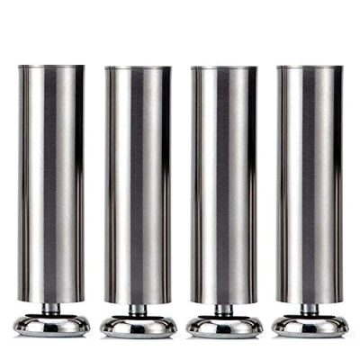 Image of Qrity 4x 150mm Cabinet Feet Stainless Steel Legs Worktop LegsTable Furniture Sofa Rubber Mat Safe &amp; Silent Dia 50mm