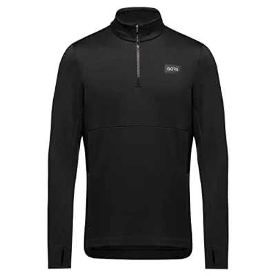 Image of GORE WEAR Men&#039;s Breathable Shirt, Everyday Thermo, Warm Fleece Functional Long sleeved, 1/4 Zip, Black, S