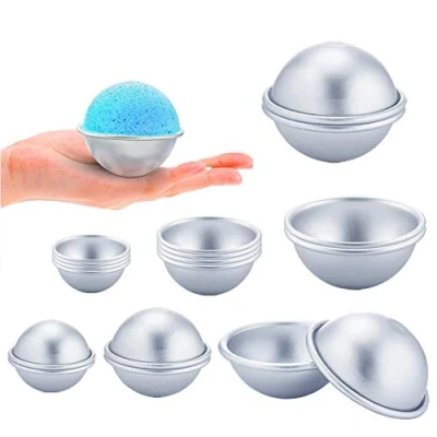 Image of Bath Molds,18 Pack 3 Sizes Metal Bomb Moulds Ball Shape Cake Candle Crafting Aluminium Mold Set for DIY Handmade Soaps